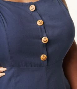 Lifestyle Group (UK) Ltd Plus Size Navy Nautical Wide Leg Jumpsuit Rompers & Jumpsuits