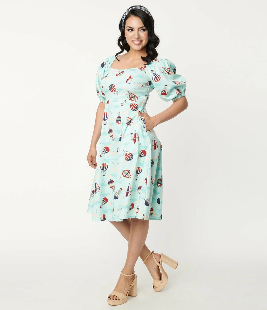 Lifestyle Group (UK) Ltd Sky Blue & Hot Air Balloon Print Swing Dress Sale