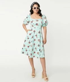 Lifestyle Group (UK) Ltd Sky Blue & Hot Air Balloon Print Swing Dress Sale