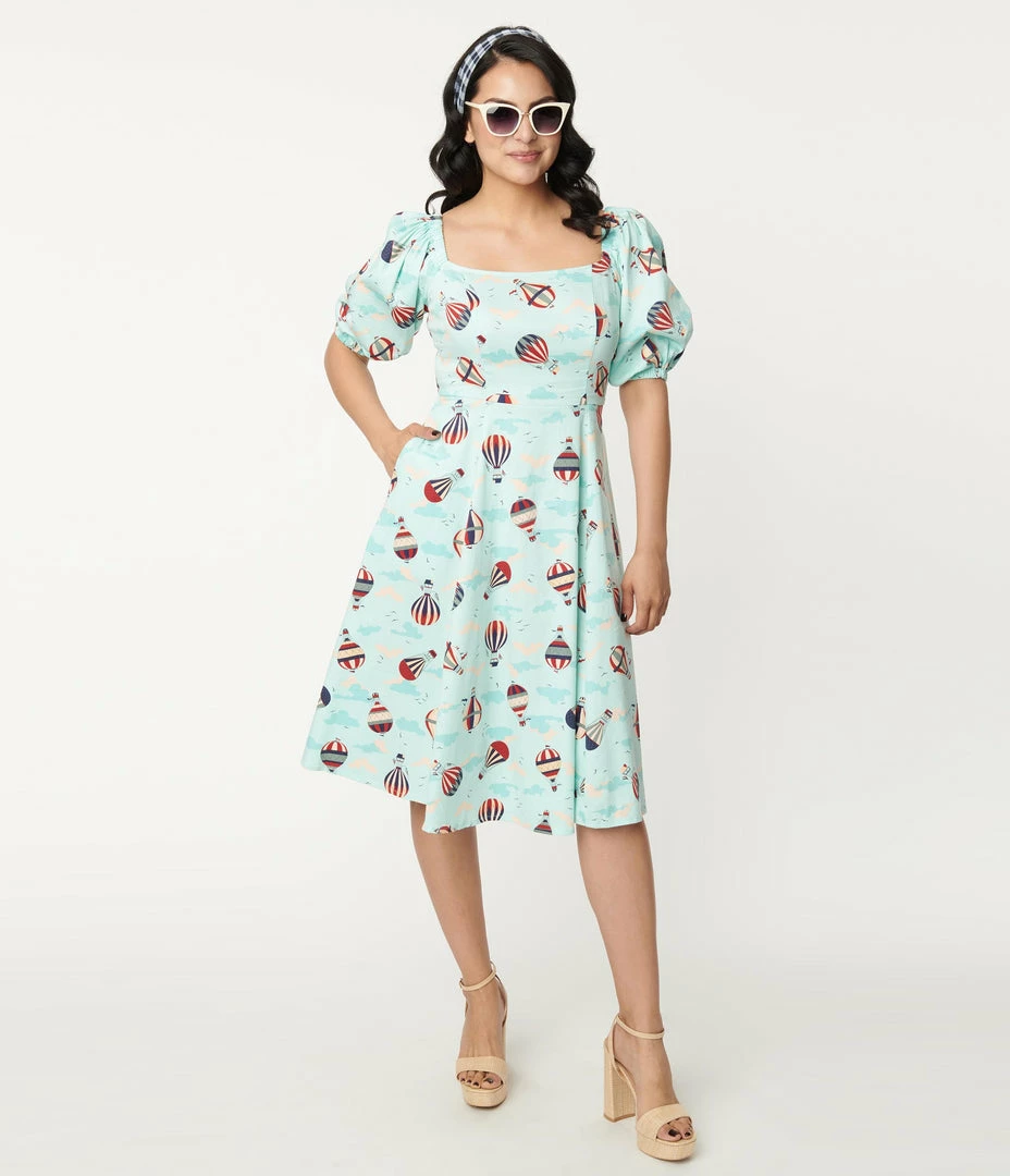 Lifestyle Group (UK) Ltd Sky Blue & Hot Air Balloon Print Swing Dress Sale