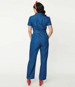 Lifestyle Group (UK) Ltd Sale Blue Denim Wide Leg Jumpsuit