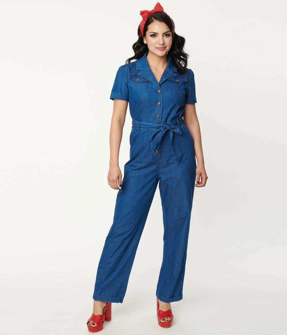 Lifestyle Group (UK) Ltd Sale Blue Denim Wide Leg Jumpsuit
