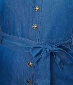 Lifestyle Group (UK) Ltd Plus Size Blue Denim Wide Leg Jumpsuit