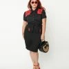 Lifestyle Group (UK) Ltd Sale Plus Size Black & Spanish Rose Pencil Skirt