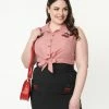 Lifestyle Group (UK) Ltd Plus Size Red Gingham & Cherry Skull Crop Top