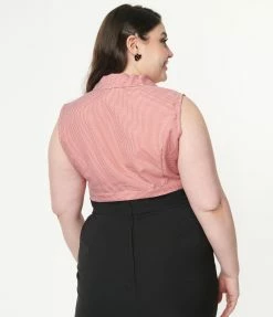 Lifestyle Group (UK) Ltd Plus Size Red Gingham & Cherry Skull Crop Top