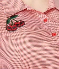 Lifestyle Group (UK) Ltd Plus Size Red Gingham & Cherry Skull Crop Top
