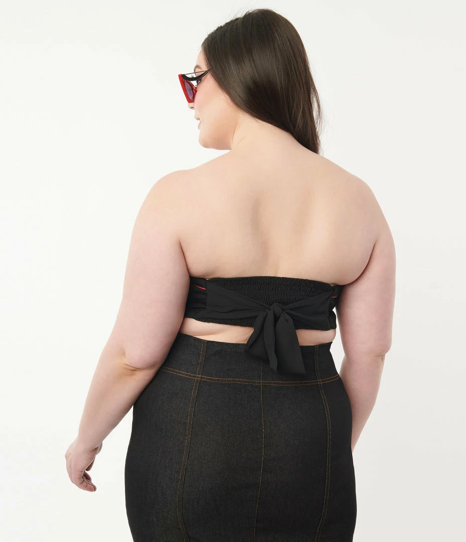 Lifestyle Group (UK) Ltd Plus Size Black & Cherry Skull Bandeau Crop Top Sale