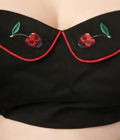 Lifestyle Group (UK) Ltd Plus Size Black & Cherry Skull Bandeau Crop Top Sale