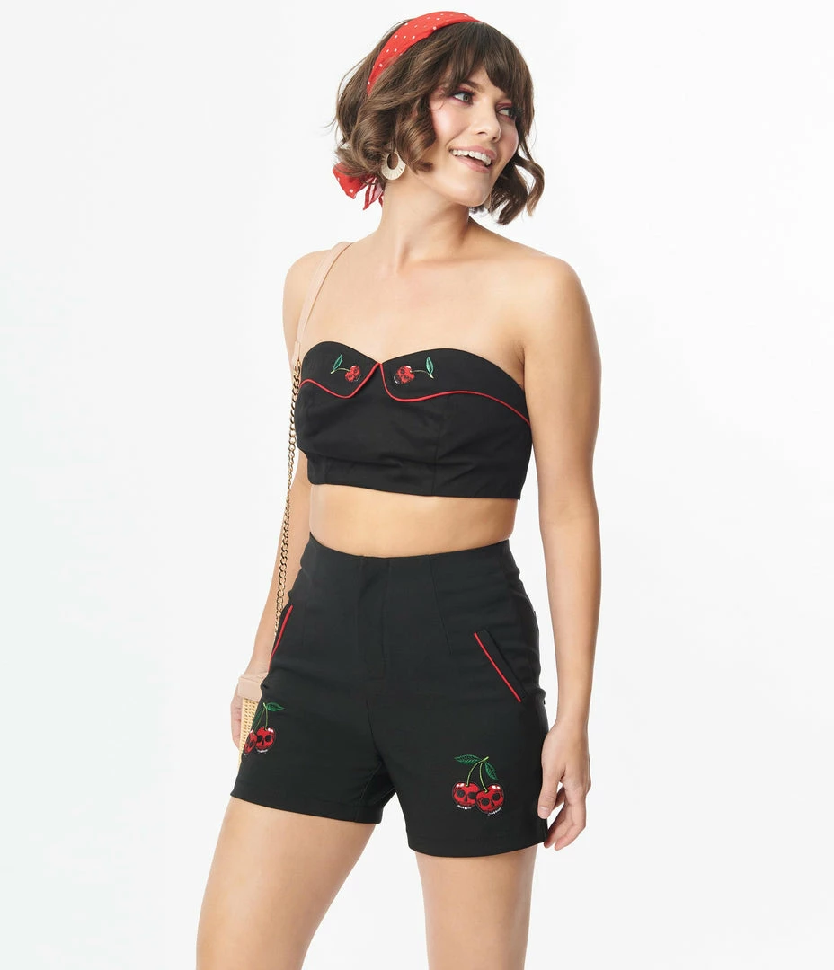 Lifestyle Group (UK) Ltd Black & Cherry Skull Bandeau Crop Top Sale