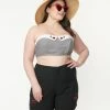Lifestyle Group (UK) Ltd Plus Size Black Gingham & Cherry Skull Bandeau Crop Top Sale