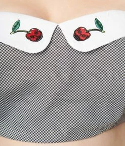 Lifestyle Group (UK) Ltd Plus Size Black Gingham & Cherry Skull Bandeau Crop Top Sale