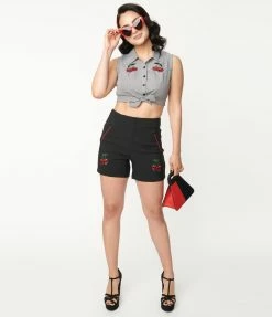 Lifestyle Group (UK) Ltd Black & Cherry Skull Shorts Sale