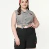 Lifestyle Group (UK) Ltd Plus Size 1950s Black & Cherry Skull Shorts Sale