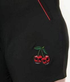 Lifestyle Group (UK) Ltd Plus Size 1950s Black & Cherry Skull Shorts Sale