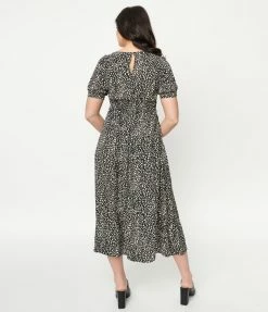 Hayden Sale Black & Ivory Abstract Dot Midi Dress