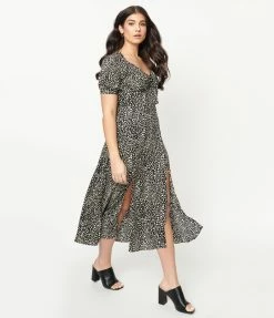 Hayden Sale Black & Ivory Abstract Dot Midi Dress