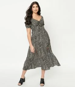 Hayden Sale Black & Ivory Abstract Dot Midi Dress