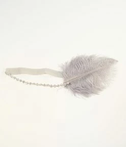 Jolie Silver Feather & Rhinestone Gigi Headband