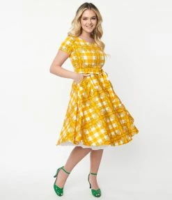 Miss Lulo, Inc. Orange Tree Gingham Swing Dress
