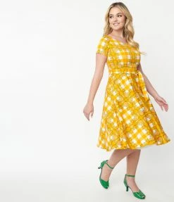 Miss Lulo, Inc. Orange Tree Gingham Swing Dress