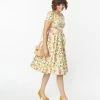 Miss Lulo, Inc. 1950s Lemon & Cherry Floral Print Bella Swing Dress Sale