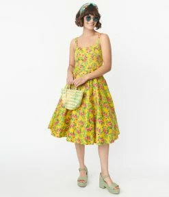 Miss Lulo, Inc. Golden Yellow & Red Berries Swing Dress Sale