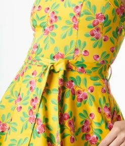 Miss Lulo, Inc. Golden Yellow & Red Berries Swing Dress Sale