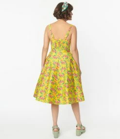 Miss Lulo, Inc. Golden Yellow & Red Berries Swing Dress Sale