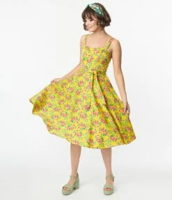 Miss Lulo, Inc. Golden Yellow & Red Berries Swing Dress Sale