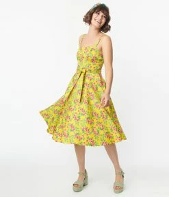 Miss Lulo, Inc. Golden Yellow & Red Berries Swing Dress Sale
