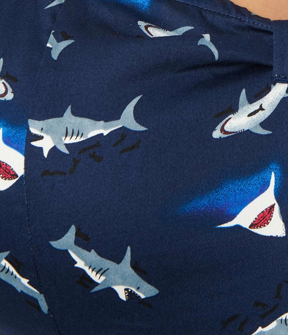 Miss Lulo, Inc. Plus Size Navy Blue & Shark Print Top