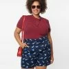 Miss Lulo, Inc. Plus Size Navy & Shark Print Shorts