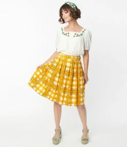Miss Lulo, Inc. Orange Tree Gingham Swing Skirt