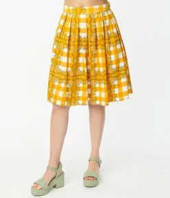 Miss Lulo, Inc. Orange Tree Gingham Swing Skirt