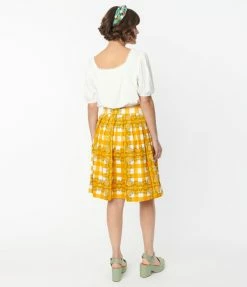 Miss Lulo, Inc. Orange Tree Gingham Swing Skirt