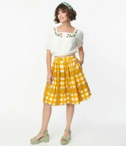 Miss Lulo, Inc. Orange Tree Gingham Swing Skirt