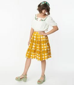 Miss Lulo, Inc. Orange Tree Gingham Swing Skirt