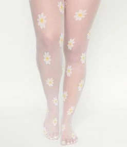 Unique Vintage Daisy Print Tights Unique Vintage Brand