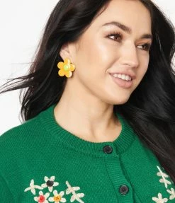 Night Moves Jewelry Orange Daisy Earrings