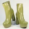 Unique Vintage Avocado Green Platform Heel Ankle Boots