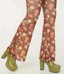 Unique Vintage Avocado Green Platform Heel Ankle Boots