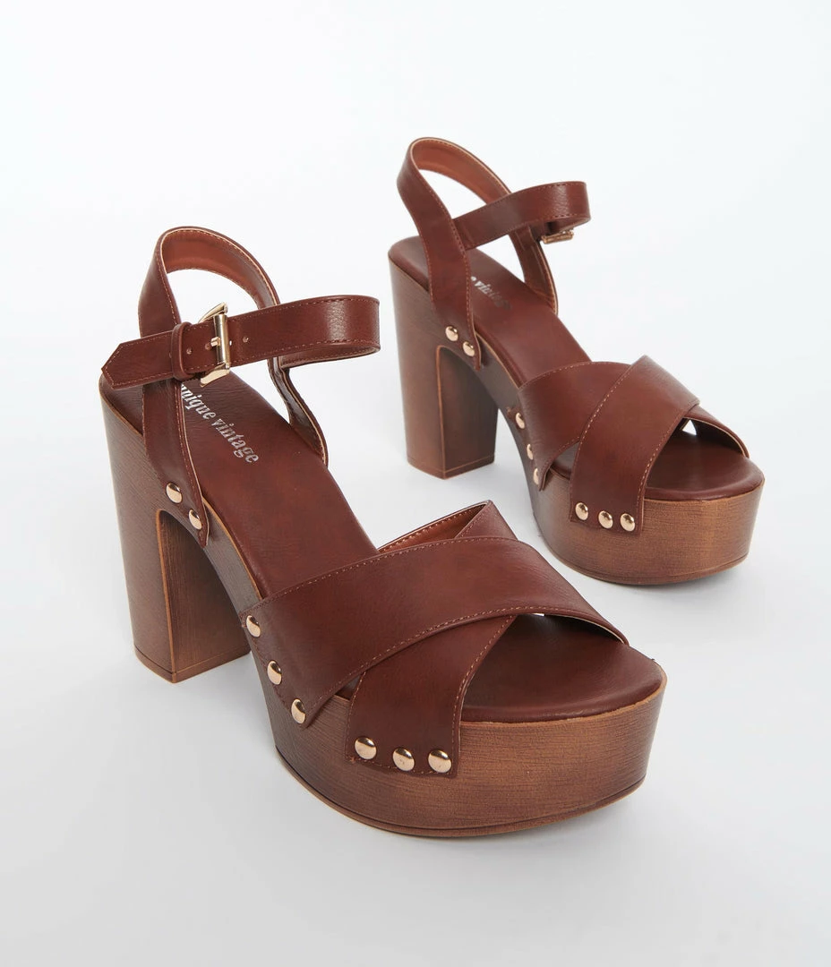 Unique Vintage Brand Unique Vintage Brown Platform Clogs