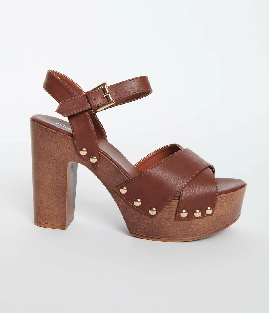 Unique Vintage Brand Unique Vintage Brown Platform Clogs