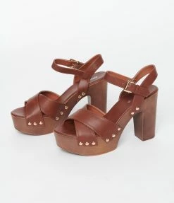 Unique Vintage Brand Unique Vintage Brown Platform Clogs