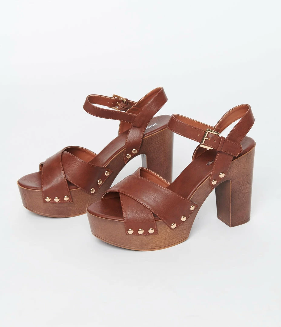 Unique Vintage Brand Unique Vintage Brown Platform Clogs