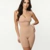 Unique Vintage Beige Shapewear Mid Thigh Bodysuit Lingerie & Shapewear