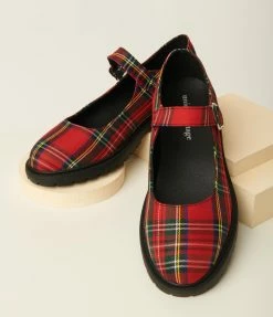 Unique Vintage Red Plaid Mary Jane Flats Unique Vintage Brand