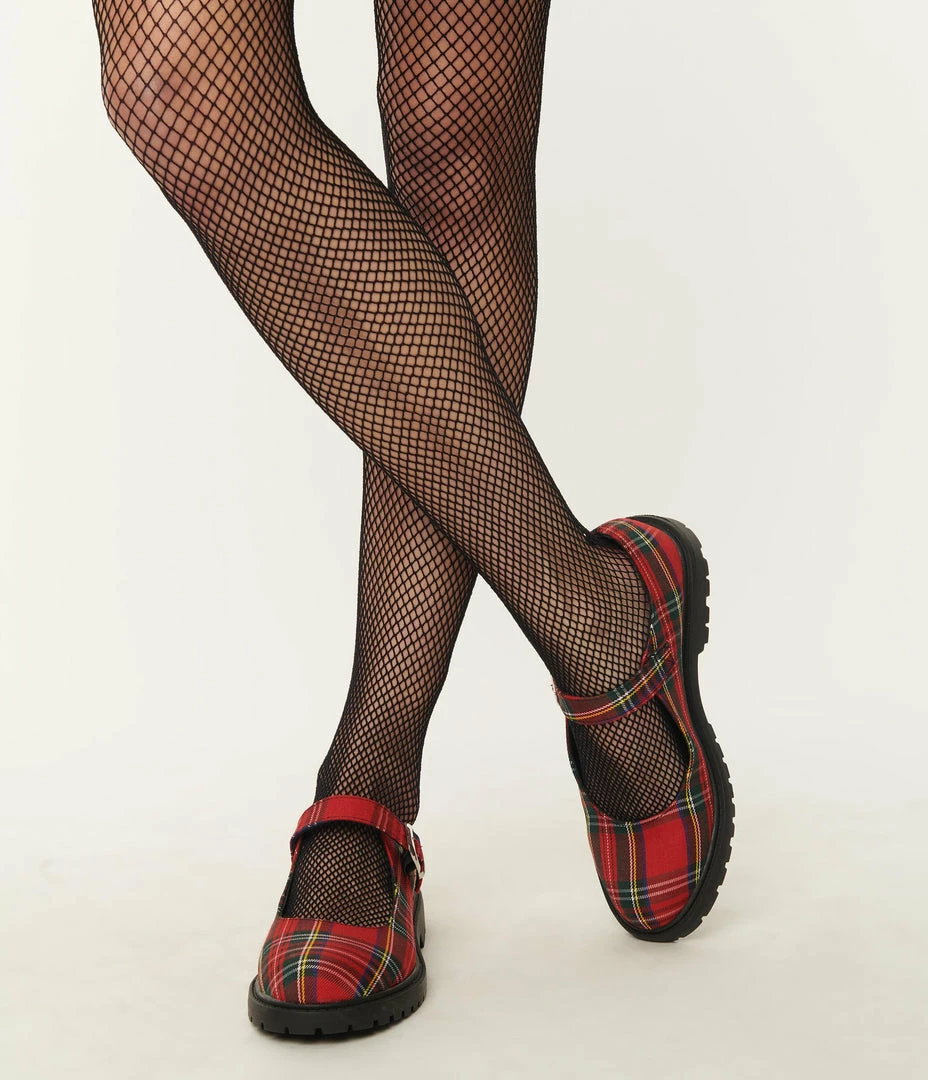 Unique Vintage Red Plaid Mary Jane Flats Unique Vintage Brand