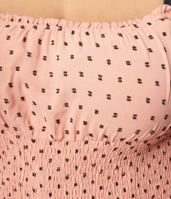 Unique Vintage Plus Size Coral & Black Clip Dot Breezy Babe Crop Top
